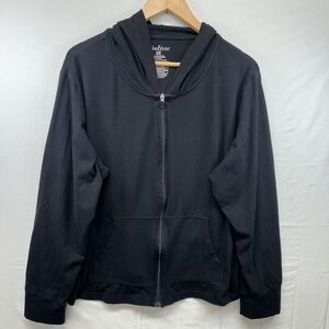 Mix & Co Women's 3X Black Full Zip Hoodie Long Sleeve Casual Comfort